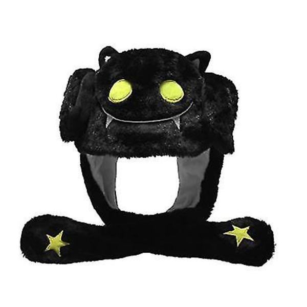 Ear Moving Jumping Hat Morsom plysj Ghost Hat Movable Ears Hat Black Ghost