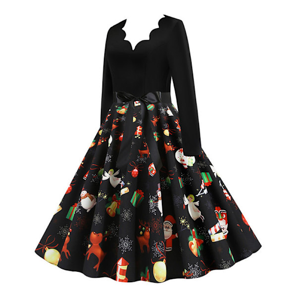 Kvinders Jul Retro Swing Dress Xmas Party Aftenkjole 2XL