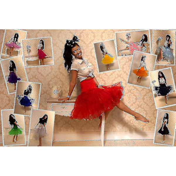 26" Retro alushame / 50s Swing Vintage alushame / Rockabilly Tutu / Fancy verkkohame CNMR Black Small-Medium 6-14