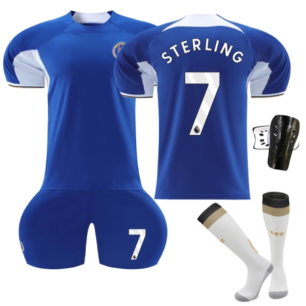 23-24 Chelsea Home Football Training Kit #7 Sterling Kids 26(140-150CM)