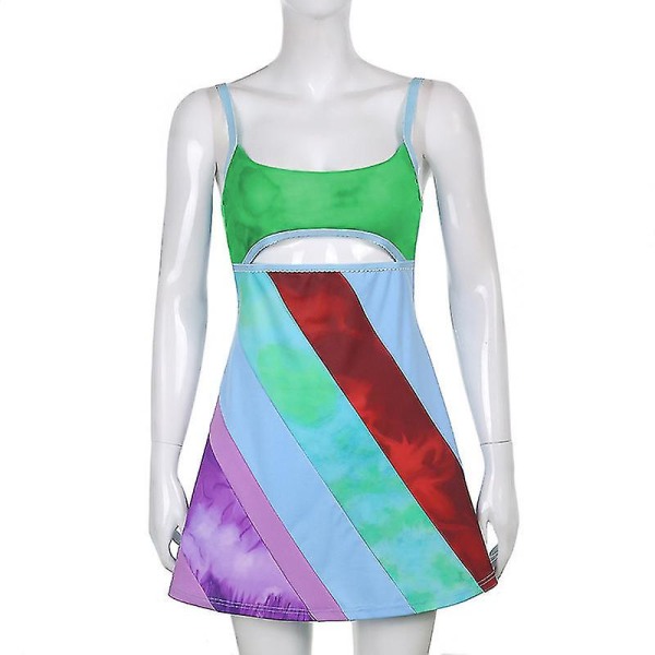 Pludselig 30 Cosplay Streetwear Halter Grøn ini Svømmenederdel Rygløs Sexet V-hals Sommer Strandsolkjole Vintage festkjole Green M