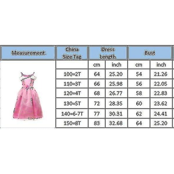 Cosplay prinsesse kostume til piger Børn Halloween Carnival Party Pink 110cm