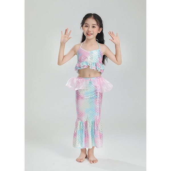 havfrue kostume badedragt bikini barn pige pink 140
