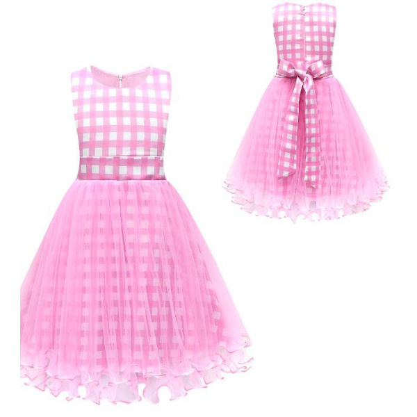 Klänningar med rosa mesh -kjol för barn med gratis tillbehör Style 1 140CM