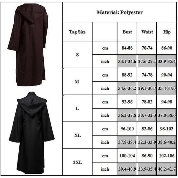 Jedi Sith Robe Star Wars Voksen Halloween Kostyme Tunika Hettegensere Robe Cosplay Kapper Fancy Dress Tmall XL Black