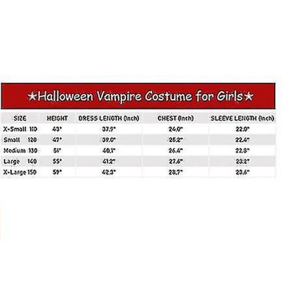 Vampyrkostyme Halloween For Jenter Vampyrkjole Dronningkostymer 130cm Red