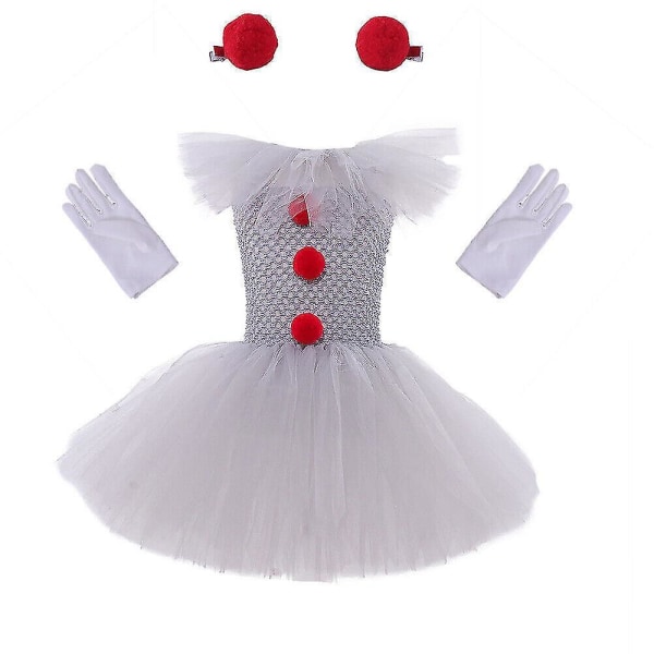 Flickor Halloween Pennywise Cosplay Kostym Clown Fancy Dress 4-5years