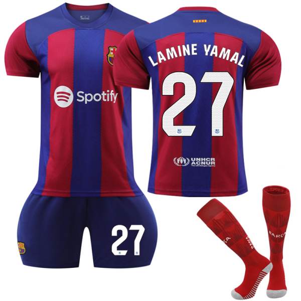 23-24 Barcelona Home Fotballskjorte for barn nr. 27 Yamal 0 28