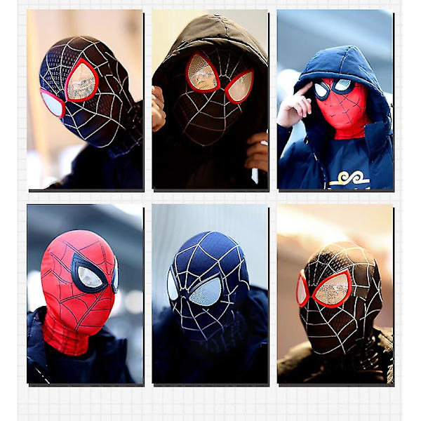 Spiderman Mask Huvudbonader Spider Man Cosplay Scenrekvisita Tack!！ Blue black spider