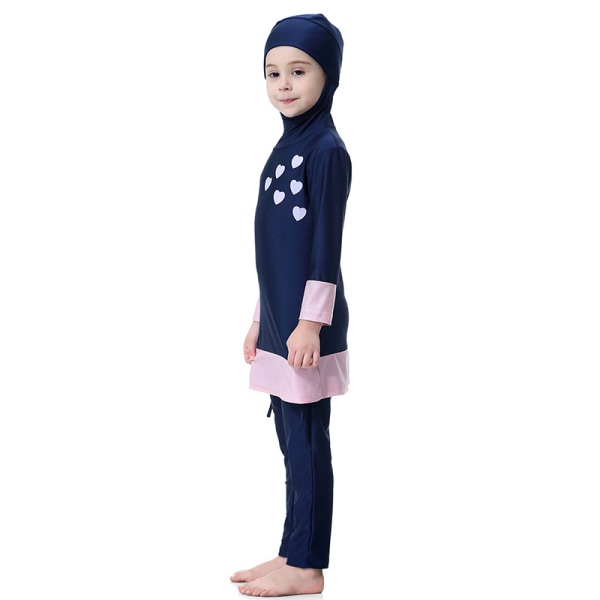 Barn Flickor Burkini Badkläder Heltäckande Cover Bad Black 120cm