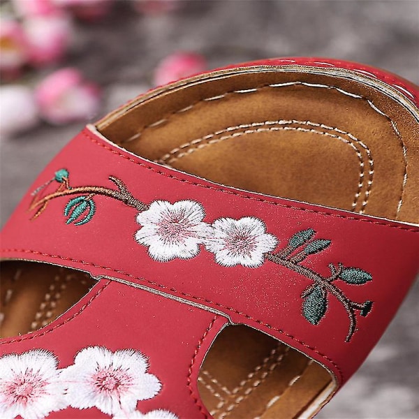 Ortopediska Bloom-skor för kvinnor med öppen tå sandaler Platttofflor för damer Sommar Strand Gummi Mjuk sula Black 39