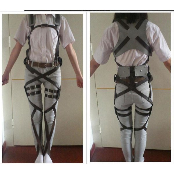 Hot Anime Attack On Titan Cosplay Shingeki No Kyojin Jacka Recon Corps Läderkjol Hookshot-bälten