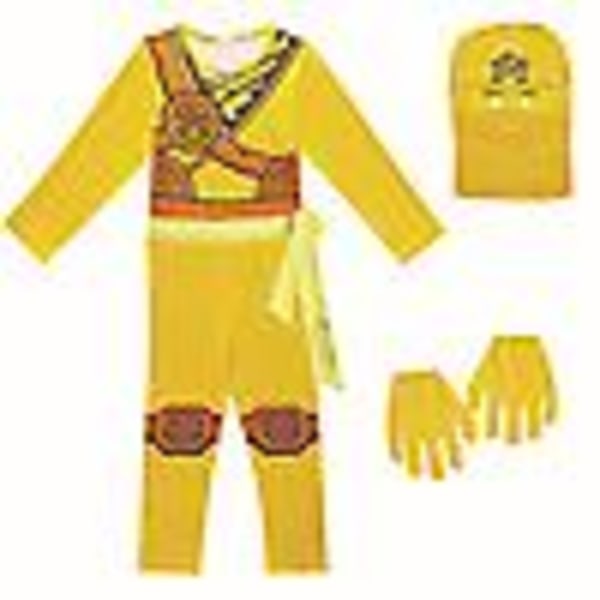 Hot Sell Ninja Cosplay Puvut Poikien Haalarit Seti Halloween Joulujuhlavaatteet Ninja Supersankari Streetwear Puvut Yellow 5-6T