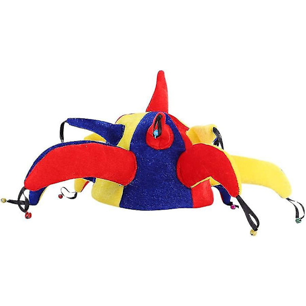 Jester Hat med klockor Rolig Clown Hatt Huvudbonader Flerfärgad Carnival Rolig Halloween kostym