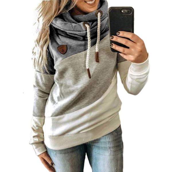 Hettegenser for kvinner med rullekrave genser hettegenser sports camo genser gray 5XL