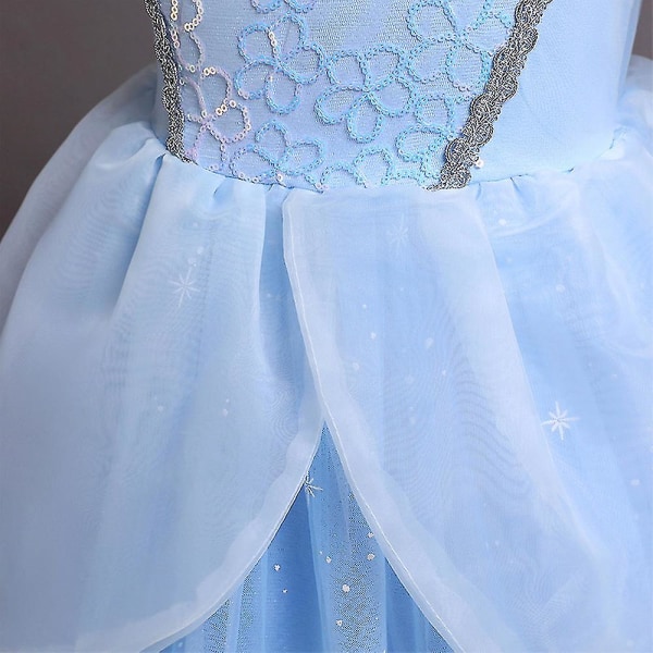 Prinsessklänning Barn Flickor Askungen Elegant Princess Tulle Tutu Klänning Födelsedagsfest Cosplay kostym 120cm