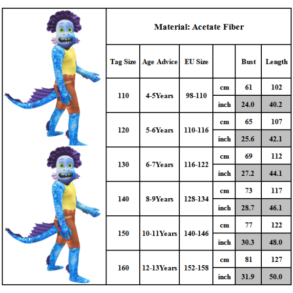 Boy Sea Monster Cosplay Jumpsuit Kid Halloween kostym med svans 150cm
