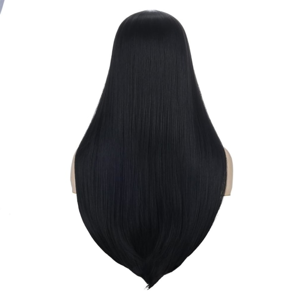 Kvinnors långa svarta peruk för Morticia Addams Family Halloween Fanc