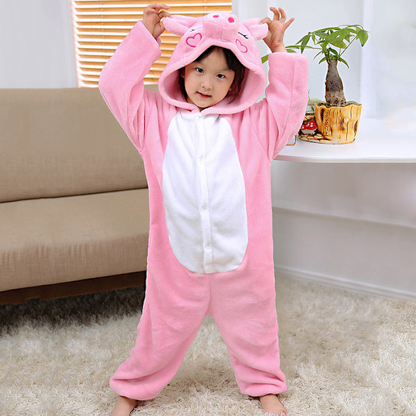Lasten joulu Cosplay Animal Unisex-pyjamat Lasten flanellipossu 1-osainen pyjamat 130