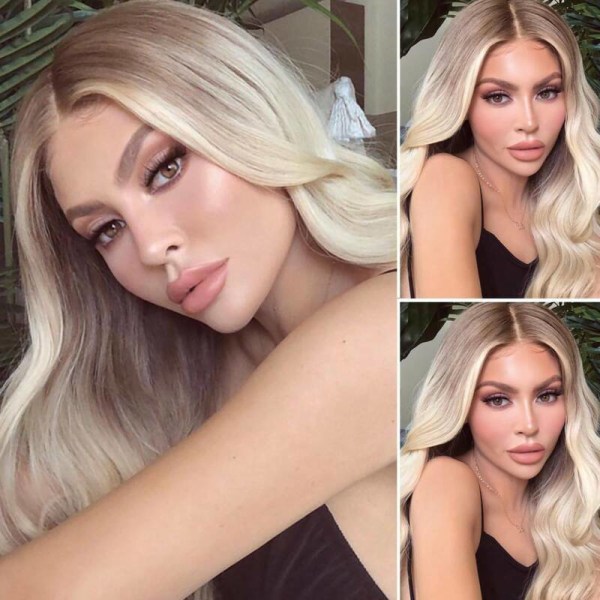 Dame Ombre Blond Blond - Langt hår Cosplay parykk - Krøllete Hai Golden One Size