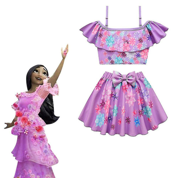 Encanto Isabela flickor Badkläder Volangklänning Barnkostym Cosplay 2st Set Beach Outfit Tmall 11-12 Years