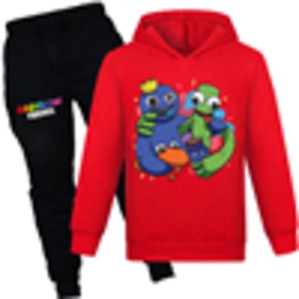 Drenge Piger Rainbow Friends Trykt Hættetrøje Sweatpants & Bukser Sæt red 150cm