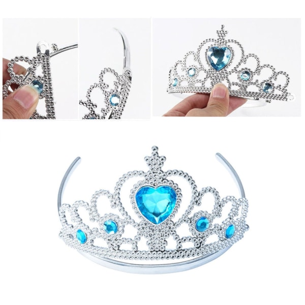 Elsa prinsess-set tiara, stav, handskar, halsband och örhängen