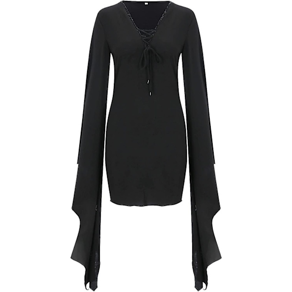 Goottilaiset vaatteet Naisten Lepakkohihaiset Mekot Halloween-asu Musta Steampunk-minimekko Vampyyri Cosplay Noitaasu XXL
