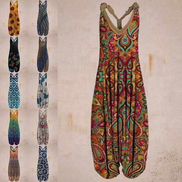 Kvinder Jumpsuit V-hals Tank Tops Jumpsuits Løs talje Bodysuit 10# XL