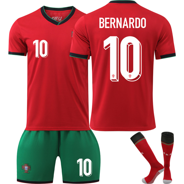 2425 Portugal Trøje UEFA Euro Barn Trøje Sæt Nr. 10 BERNARDO Med sokker With socks 20