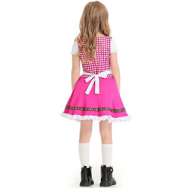 Tyska Oktoberfest-dräkt for flickor Dirndl-klänningar Pink M