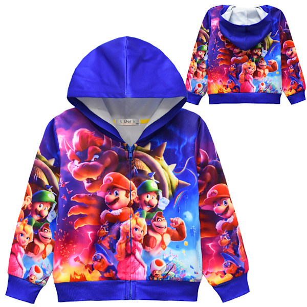 Barn Flickor Mario Hoodies Casual Hooded Cosplay Cartoon Jacka 130cm