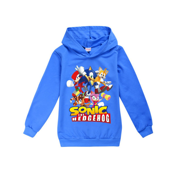 Kid Sonic Hedgehog Långärmad Hoodie Sweatshirt Pullover Jumper Navy Blue 120cm