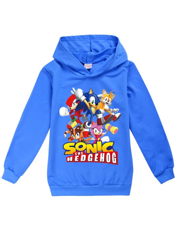 Kid Sonic Hedgehog Langærmet Hættetrøje Sweatshirt Pullover Jumper Navy Blue 150cm