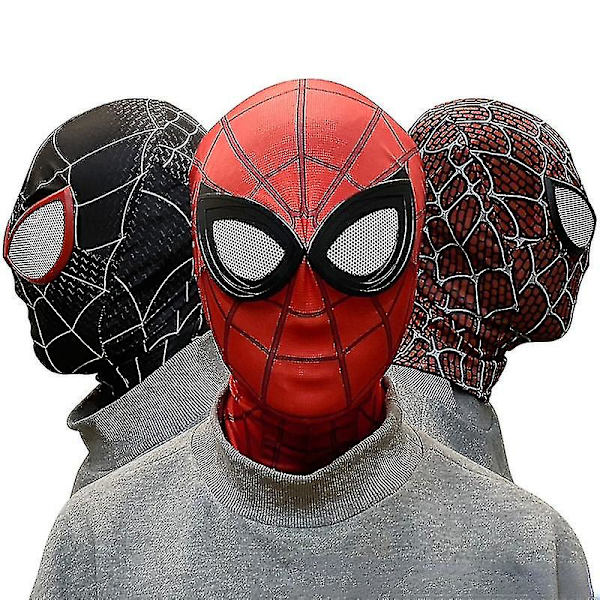 Spiderman Mask Huvudbonader Spider Man Cosplay Scenrekvisita Tack!！ Blue black spider