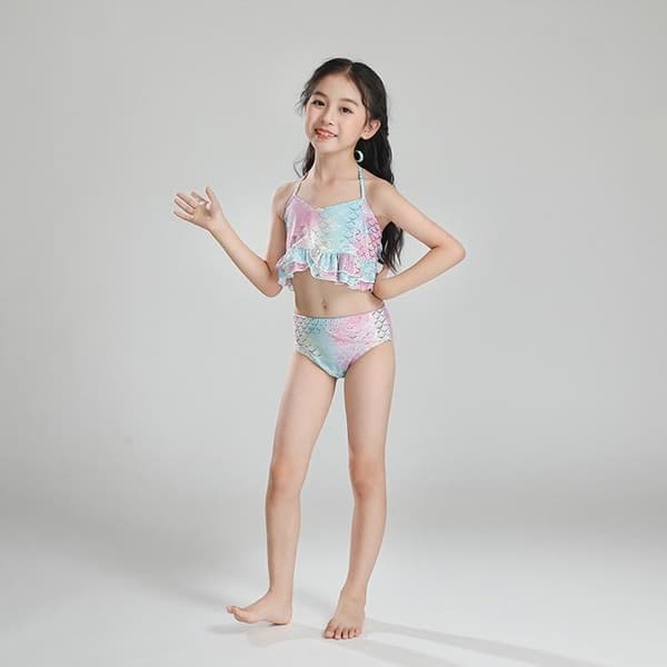 sjöjungfru dräkt baddräkt bikini barn flicka rosa 110