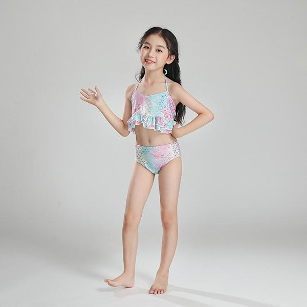 sjöjungfru dräkt baddräkt bikini barn flicka rosa 120