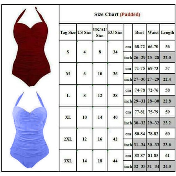 Tummy Control polstret badedragt til kvinder red XL