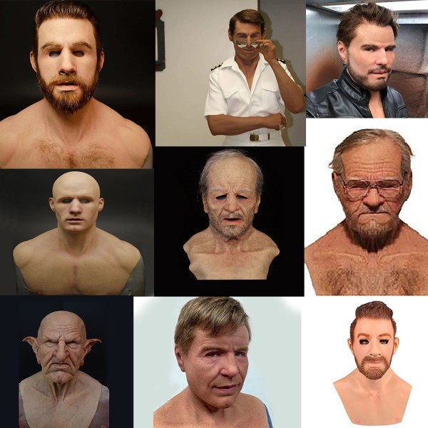 Skjeggete bestefar Morsom julemaske Bare hode Gammelt Latex Head Cov