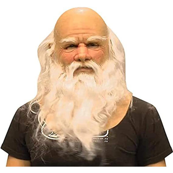 Skæggede bedstefar Sjov julemaske Bare hoved Gammelt Latex Hoved Cov