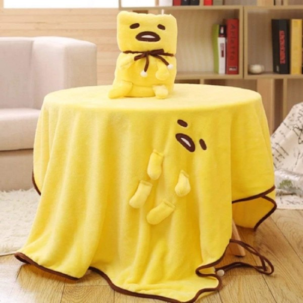 Anime Gudetama Cosplay Lazy Egg Plys tæppe (100 X 80 cm)