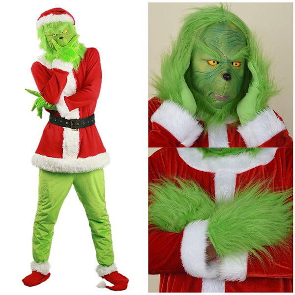 Juldräkt rekvisita Grön Skrämmande  Hjälmhandskar