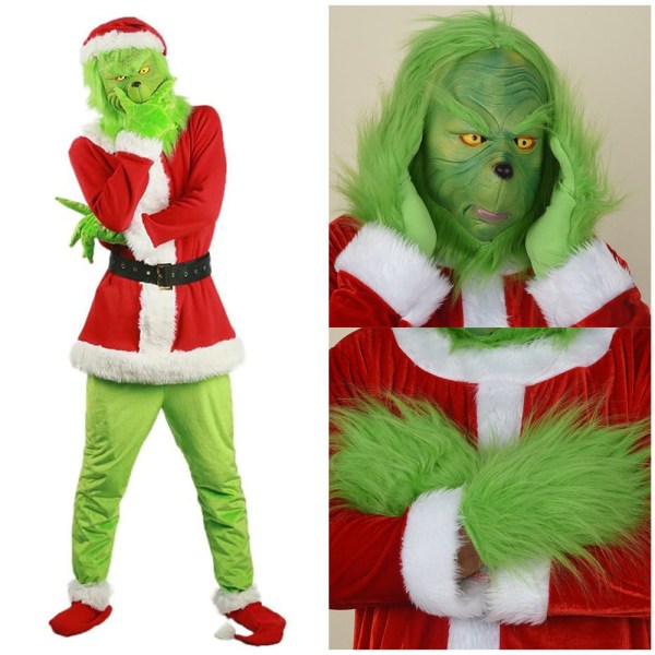 Julekostyme-rekvisitter Green Scary Hjelmhansker