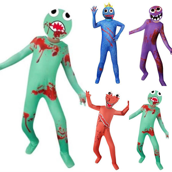 ROBLOX Rainbow Friends Costume Jumpsuit Mask Cosplay Fancy Dress orange green