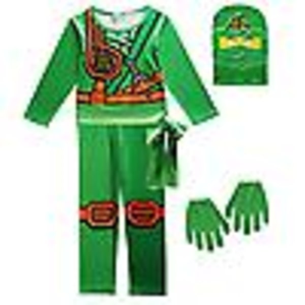 Hot Sell Ninja Cosplay Kostymer Pojke Jumpsuits Set Halloween Julfest Kläder Ninja Superhero Streetwear Kostymer Green 5-6T