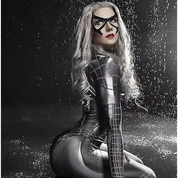 Spider Man Cosplay Kostume Sexet Bodysuit Superhelt Spider Man Sexet Kvinder Sort Jumpsuit Til Voksen Halloween Cosplay Party #yg CNMR XL