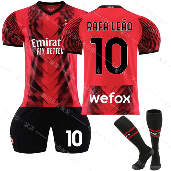 23/24 Ny sæson Home A.C. Milan FC RAFA LEAO nr. 10 børnetrøjepakke Barn-20