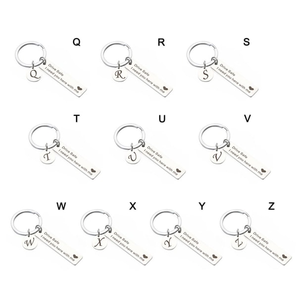 Drive Safe Keychain -Z 26 Initialer Bokstäver Nyckelring