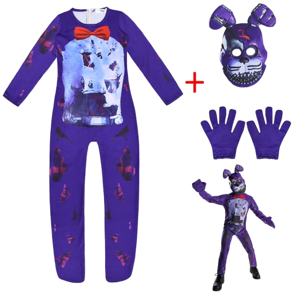 Barnefest Wear Five Nights Freddy Bear Cosplay-kostyme med maske Gutter Jenter Bodysuit Halloween Fancy Jumpsuits Z 10 5 150