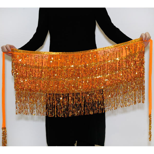 Kvinder piger pailletter mavedanser kostume kvast wrap nederdel Giltter Club mini nederdel Orange
